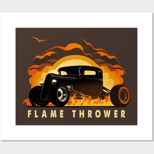 retro hot rod flame thrower Posters and Art